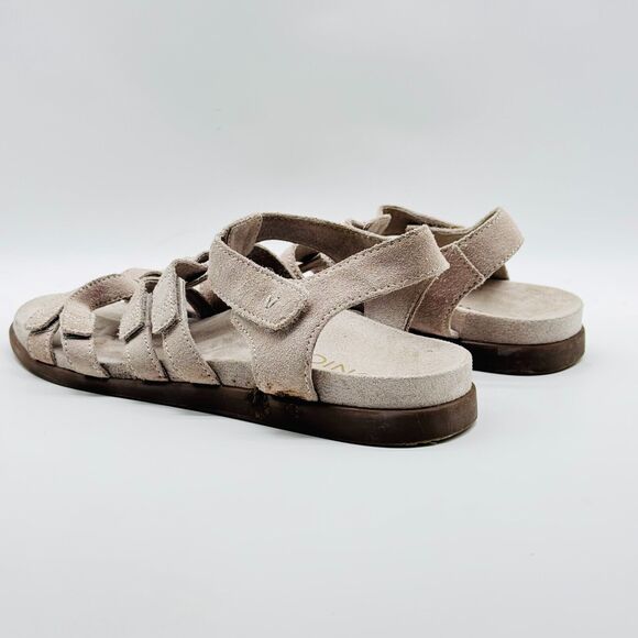 Vionic Sandals Womens 8 Gray Suede Strappy Gladiator Cage Casual Comfort Shoes - Picture 6 of 13